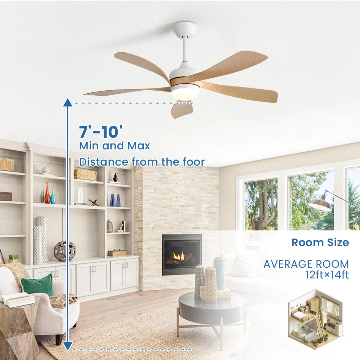 Damecia 52'' Modern Ceiling Fan with LED Light and Remote Control