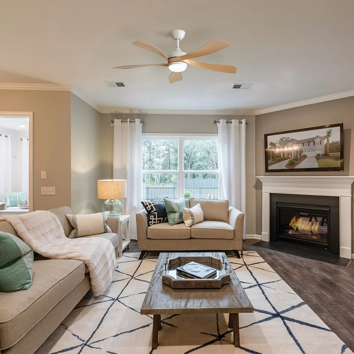 Damecia 52'' Modern Ceiling Fan with LED Light and Remote Control