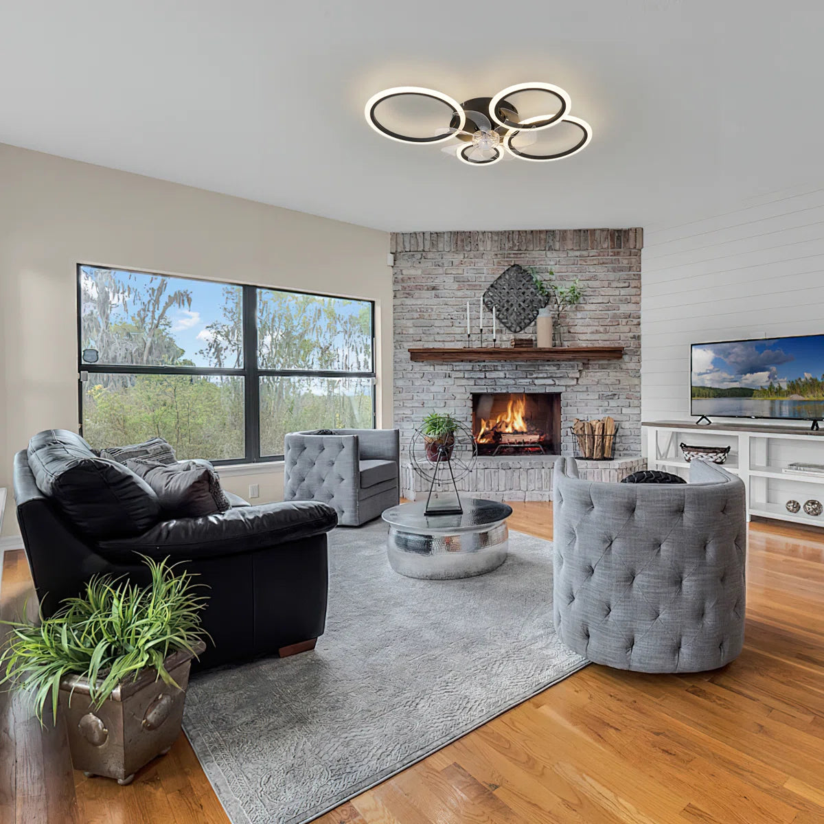 Acea 31.3 '' 7 - Blade Dimmable LED Ceiling Fan with Remote Control and APP