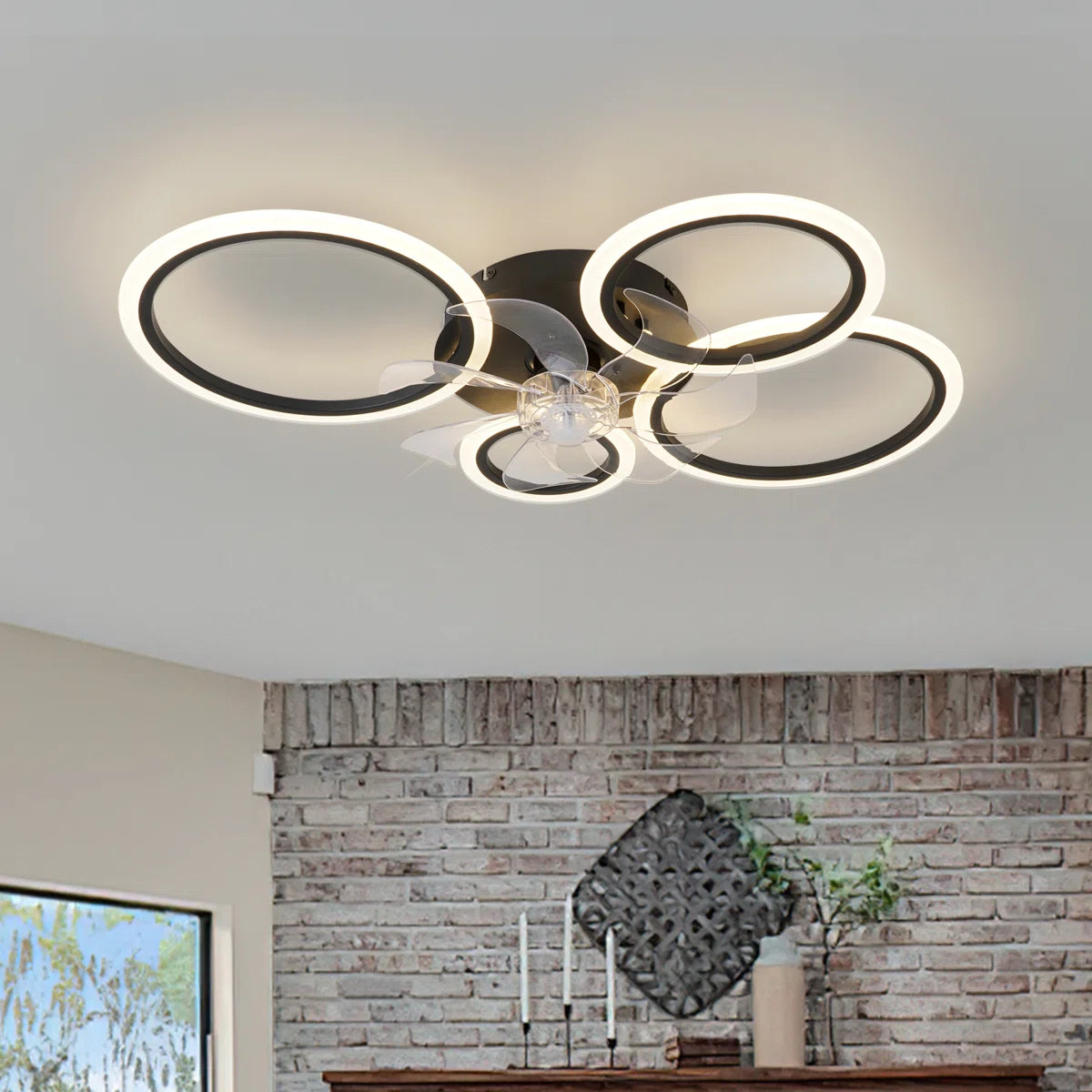 Acea 31.3 '' 7 - Blade Dimmable LED Ceiling Fan with Remote Control and APP