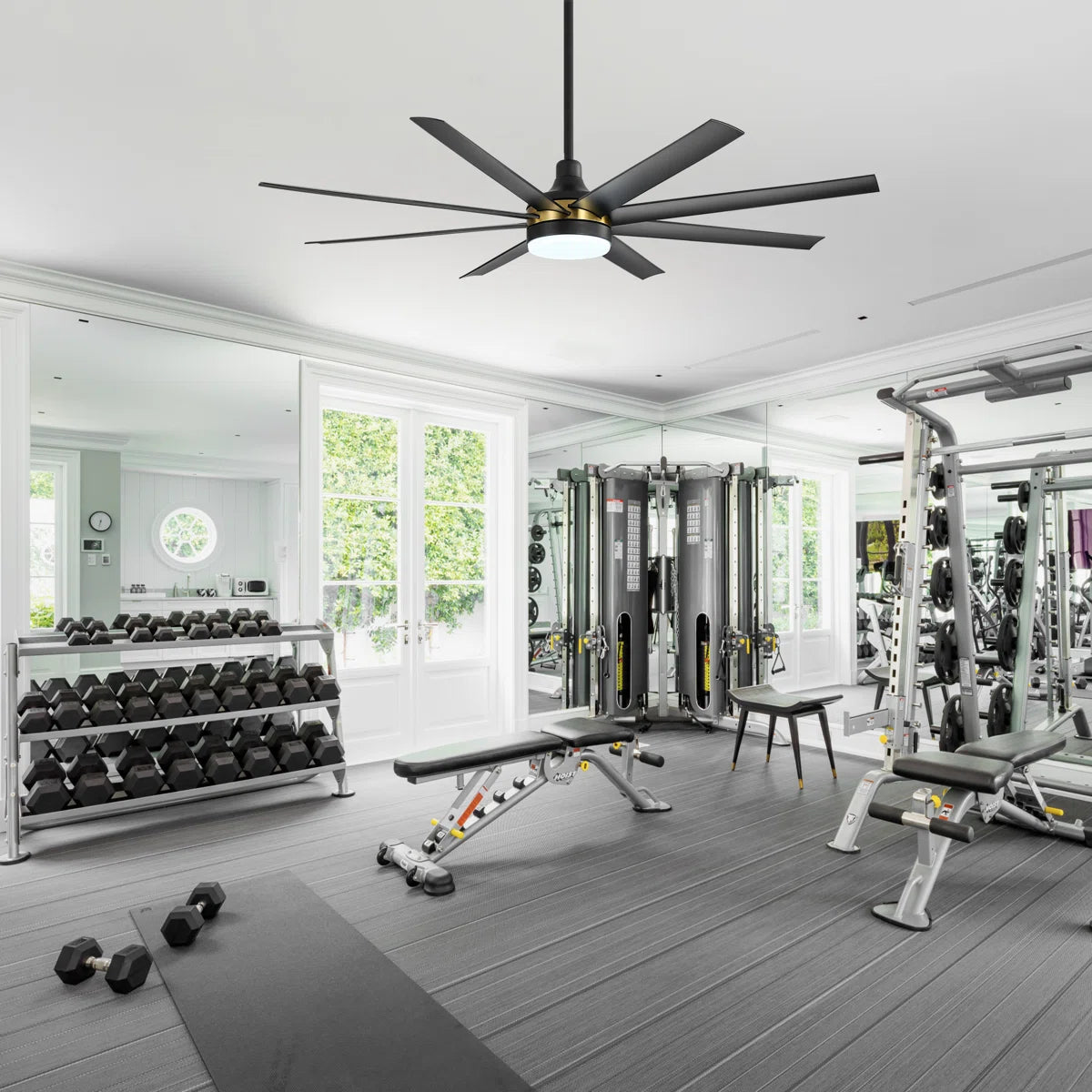 Jamii-Leigh 65/72/84 inch Large Indoor/Covered Outdoor Modern Ceiling Fan with Led Lights and Remote, 6-Speed, Reversible Quiet DC Motor, Timer, 8-ABS-Blade