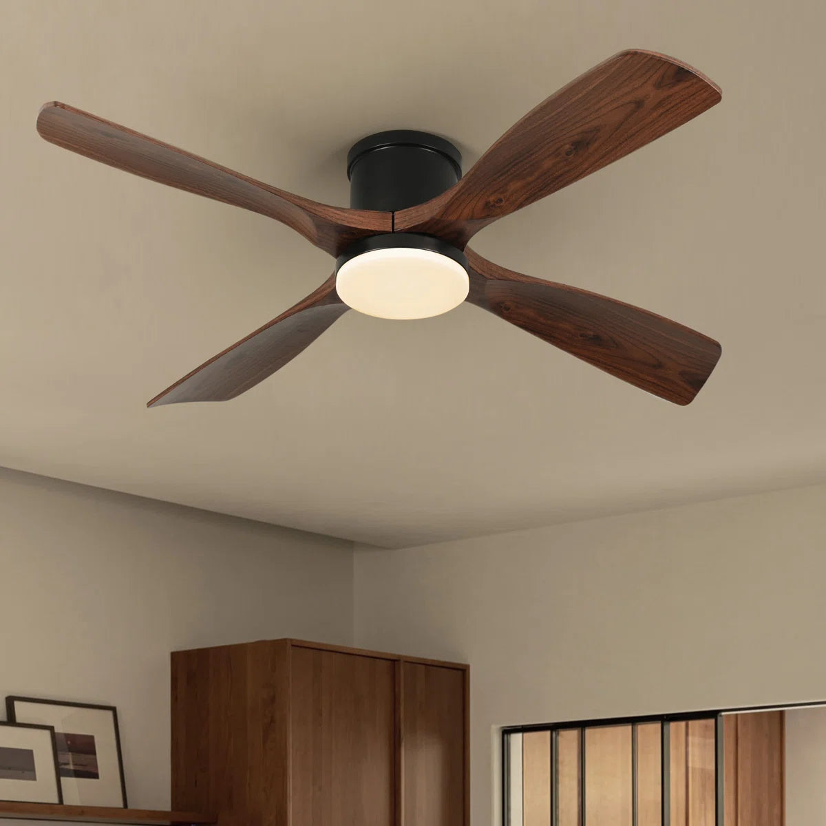 Karlena 54'' Plastic Blades Modern Ceiling Fan with Lights and Remote Control Dimmable 3 Colors 6-Speed Reversible Noiseless Motor