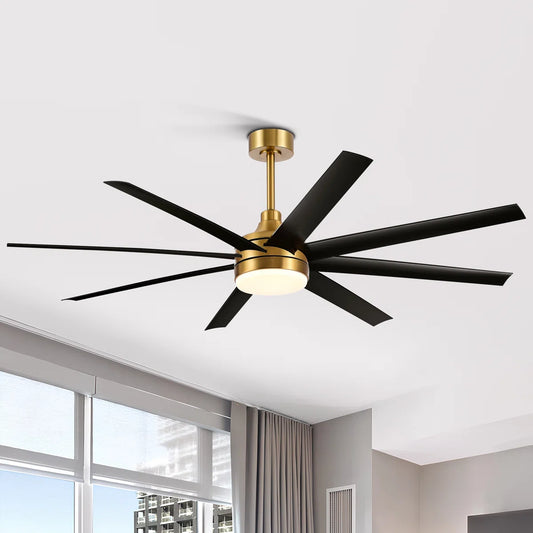 Jamii-Leigh 65/72/84 inch Large Indoor/Covered Outdoor Modern Ceiling Fan with Led Lights and Remote, 6-Speed, Reversible Quiet DC Motor, Timer, 8-ABS-Blade
