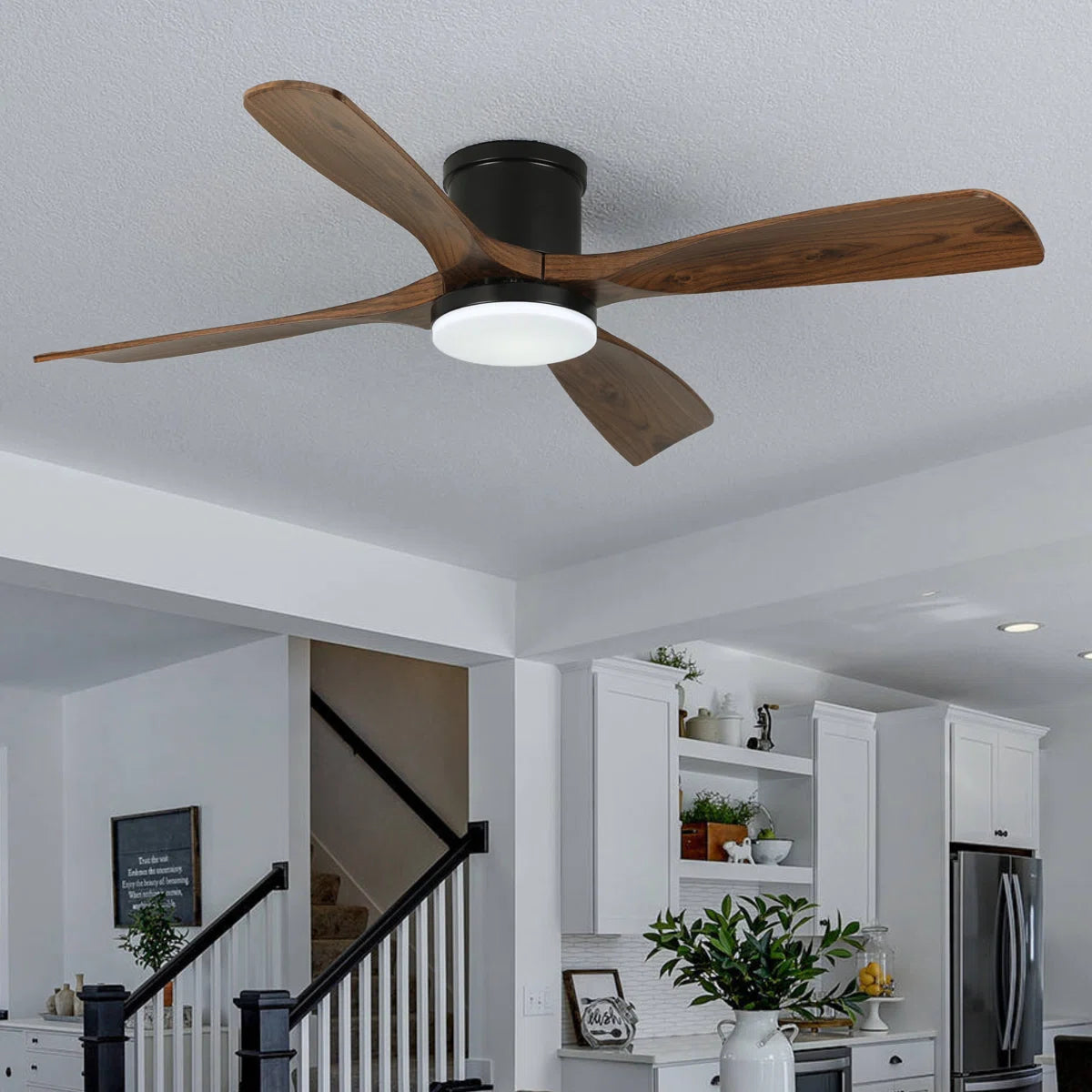 Karlena 54'' Plastic Blades Modern Ceiling Fan with Lights and Remote Control Dimmable 3 Colors 6-Speed Reversible Noiseless Motor