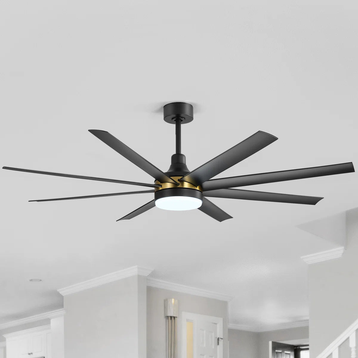 Jamii-Leigh 65/72/84 inch Large Indoor/Covered Outdoor Modern Ceiling Fan with Led Lights and Remote, 6-Speed, Reversible Quiet DC Motor, Timer, 8-ABS-Blade